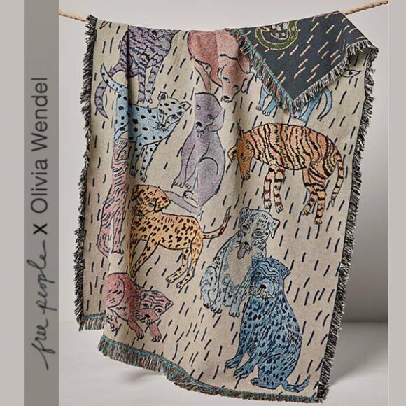 Free People x Olivia Wendel Dog Throw Blanket ๐พ Exclusive Limited Edition NWT - Picture 2 of 16